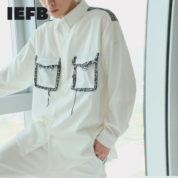 men's casual shirts iefb oversized shirt light luxury design niche long sleeve rough pocket stitching 2021 9y8271, White;black
men's casual shirts iefb oversized shirt light luxury design niche long sleeve rough pocket stitching 2021 9y8271, White;black