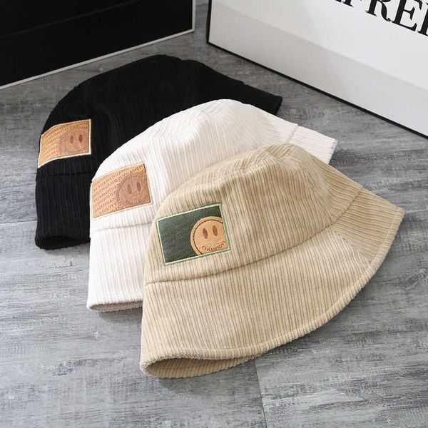 striped stitching smiling face fisherman's hat women's warm bucket autumn and winter korean lovely corduroy basin hat, Blue;gray
striped stitching smiling face fisherman's hat women's warm bucket autumn and winter korean lovely corduroy basin hat, Blue;gray