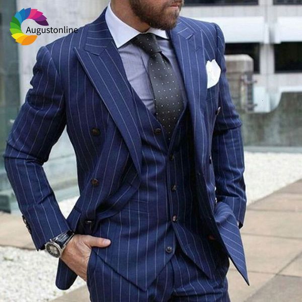 men's suits & blazers navy blue men classic striped groom tuxedo wide peaked lapel slimming suit 3piece custom made costume homme, White;black
men's suits & blazers navy blue men classic striped groom tuxedo wide peaked lapel slimming suit 3piece custom made costume homme, White;black