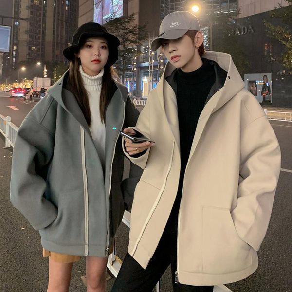 men's trench coats couple's autumn clothing woolen coat spring and winter trendy jacket, Tan;black
men's trench coats couple's autumn clothing woolen coat spring and winter trendy jacket, Tan;black