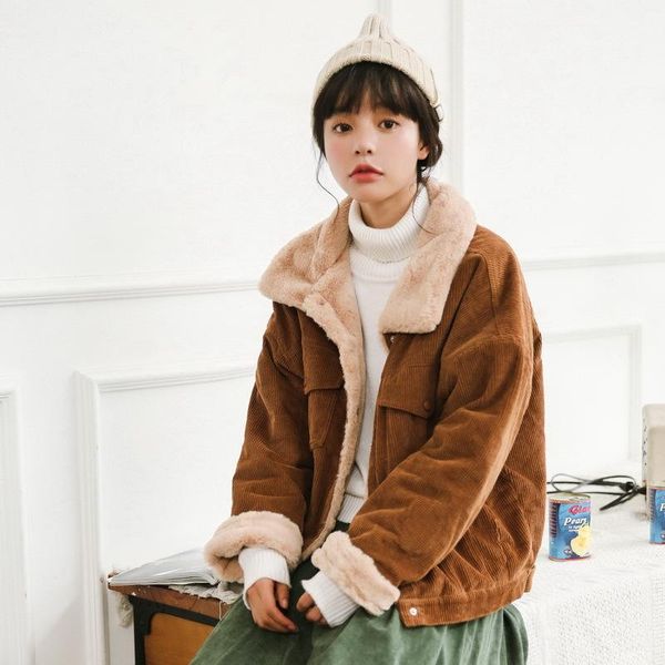 women's jackets winter female cute outerwear coat warm parka ladies woman loose corduroy jacket women thick lambswool, Black;brown
women's jackets winter female cute outerwear coat warm parka ladies woman loose corduroy jacket women thick lambswool, Black;brown