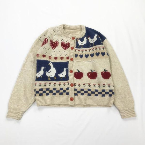 women's knits & tees japan lolita sweet duck apple jacquard sweater cardigan harajuku mori girl knitted jacket women outer coat knitewe, White
women's knits & tees japan lolita sweet duck apple jacquard sweater cardigan harajuku mori girl knitted jacket women outer coat knitewe, White