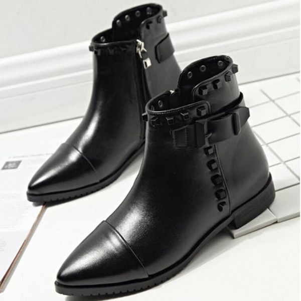 boots british style square rivets ankle for women pointed toe buckle belt decoration winter studs snow botas mujer, Black
boots british style square rivets ankle for women pointed toe buckle belt decoration winter studs snow botas mujer, Black