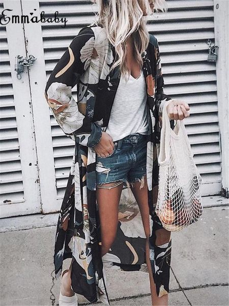 women's blouses & shirts 2021 amazon wish europe printed chiffon cardigan jia zhang kuan beach blouse sun protection clothing, White 
women's blouses & shirts 2021 amazon wish europe printed chiffon cardigan jia zhang kuan beach blouse sun protection clothing, White