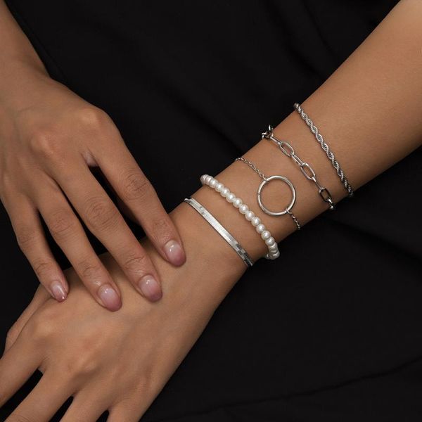 link, chain fashion imitation pearl bracelet for women gold silver color layered rope snake charm on hand party boho jewelry, Black
link, chain fashion imitation pearl bracelet for women gold silver color layered rope snake charm on hand party boho jewelry, Black
