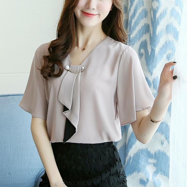 women's blouses & shirts 2021 spring fashion chiffon short sleeved plus size casual women simple clothing d560 30, White
women's blouses & shirts 2021 spring fashion chiffon short sleeved plus size casual women simple clothing d560 30, White