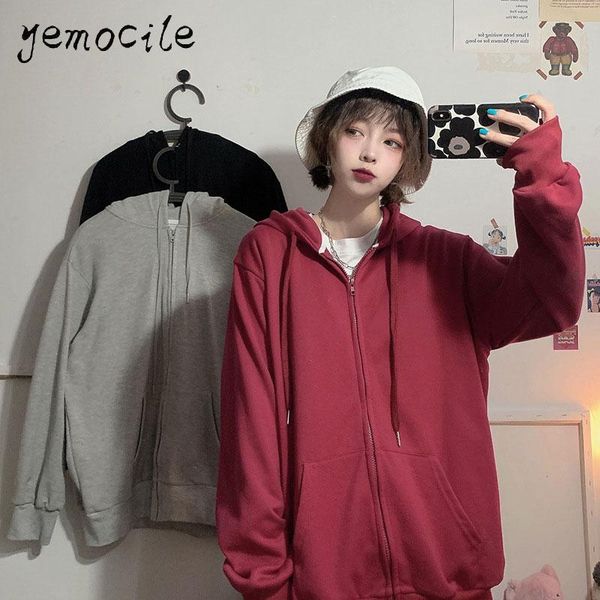 women's hoodies & sweatshirts casual 2021 spring and autumn korean style solid color zipper loose hooded female, Black
women's hoodies & sweatshirts casual 2021 spring and autumn korean style solid color zipper loose hooded female, Black