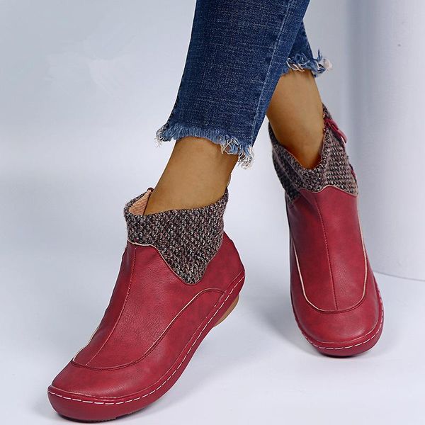 boots pu leather women ankle slip on casual ladies flat shoes autumn winter knitting platform female botines mujer, Black
boots pu leather women ankle slip on casual ladies flat shoes autumn winter knitting platform female botines mujer, Black