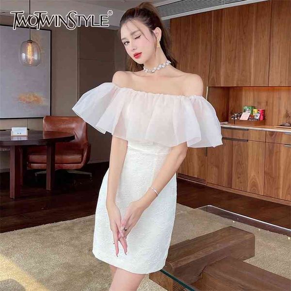 white patchwork ruffle dress for women slash neck short sleeve high waist elegant dresses female fashion style 210520, Black;gray
white patchwork ruffle dress for women slash neck short sleeve high waist elegant dresses female fashion style 210520, Black;gray