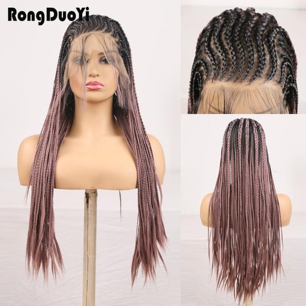 long braided box braids wig synthetic lace front wigs for women ombre purple high temperature hair, Black
long braided box braids wig synthetic lace front wigs for women ombre purple high temperature hair, Black