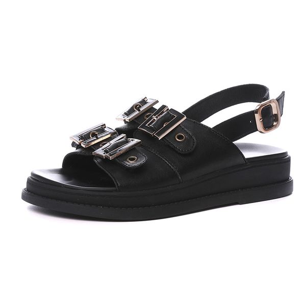 new british metal genuel leather women summer thick bottom sandals open toe gladiator beach sandals casual daily platform buckle, Black
new british metal genuel leather women summer thick bottom sandals open toe gladiator beach sandals casual daily platform buckle, Black