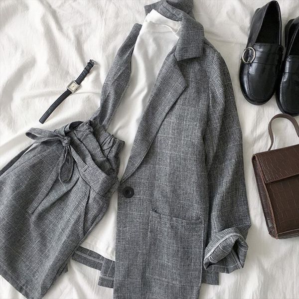 spring summer two piece set women tracksuits casual shorts plus size plaid female office suit womens 2, Gray
spring summer two piece set women tracksuits casual shorts plus size plaid female office suit womens 2, Gray