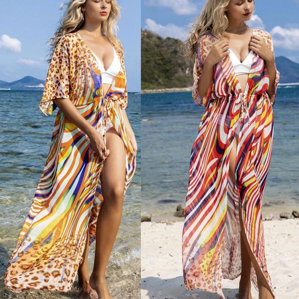 women's swimwear 2021 boho print summer beach wear long kimono plus size swim suit bikini cover up vestidos female tunic split robe, White;black
women's swimwear 2021 boho print summer beach wear long kimono plus size swim suit bikini cover up vestidos female tunic split robe, White;black
