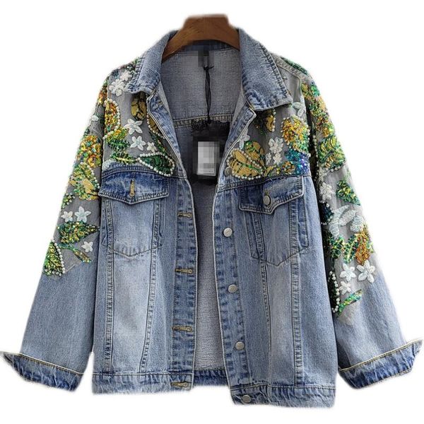 women's jackets 2021 spring chaqueta vaquera mujer denim coat colorful sequined flowers leaf patterns round pearls veste en jean jacket, Black;brown
women's jackets 2021 spring chaqueta vaquera mujer denim coat colorful sequined flowers leaf patterns round pearls veste en jean jacket, Black;brown