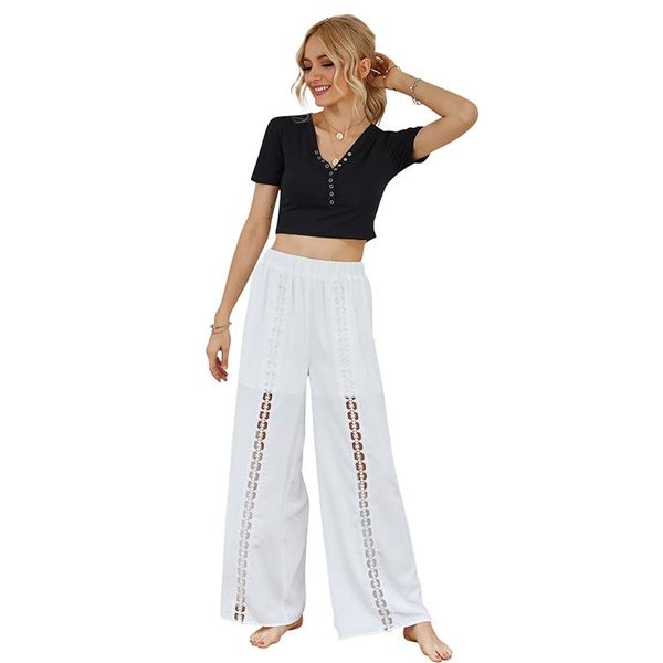 women's pants & capris 2021 high waist wide leg ladies loose casual beach style fashion lace hollow, Black;white
women's pants & capris 2021 high waist wide leg ladies loose casual beach style fashion lace hollow, Black;white