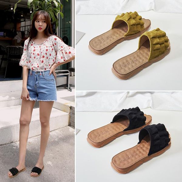 slippers female summer wear suede 2021 korean version of the tide wild fashion flat sandals and word drag, Black
slippers female summer wear suede 2021 korean version of the tide wild fashion flat sandals and word drag, Black