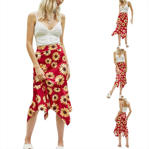with sunflower print, ruffle womens skirt hem high waist design droopy summer clothing, Black
with sunflower print, ruffle womens skirt hem high waist design droopy summer clothing, Black