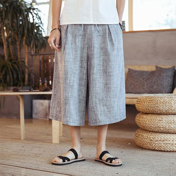 men's pants high street casual cropped trousers summer men cotton linen wide leg japan style male streetwear clothing xxxl, Black
men's pants high street casual cropped trousers summer men cotton linen wide leg japan style male streetwear clothing xxxl, Black
