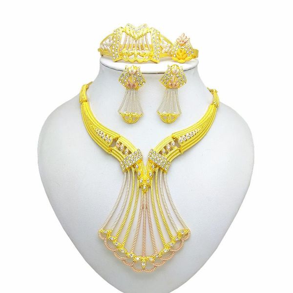 earrings & necklace kingdom ma dubai 24 k jewelry sets for elegant women fashion bracelet ring crystal party, Silver
earrings & necklace kingdom ma dubai 24 k jewelry sets for elegant women fashion bracelet ring crystal party, Silver
