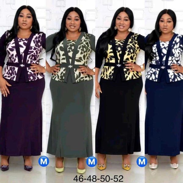 african women's plus size mother dress printed fake two pieces of fishtail long casual dresses, Black;gray
african women's plus size mother dress printed fake two pieces of fishtail long casual dresses, Black;gray