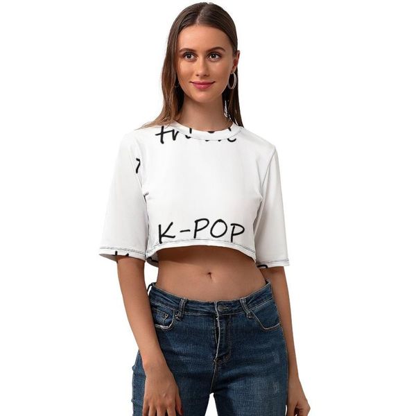 women's t-shirt k crop t shirt casual fashion ladies short sleeve print o neck polyester tee, White
women's t-shirt k crop t shirt casual fashion ladies short sleeve print o neck polyester tee, White