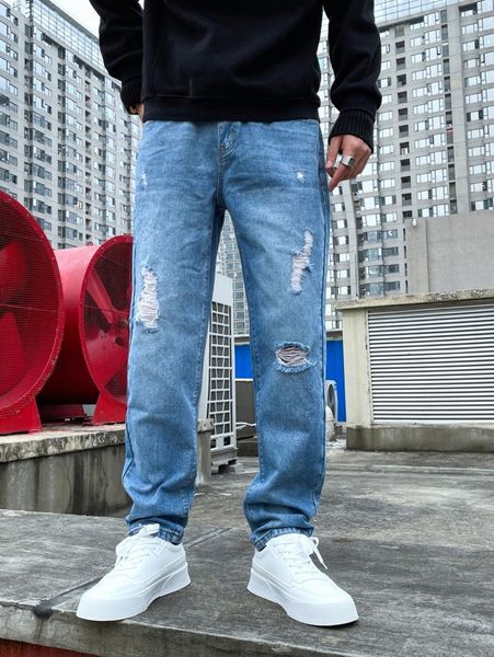 men slant pocket ripped jeans 03sf#, Blue
men slant pocket ripped jeans 03sf#, Blue