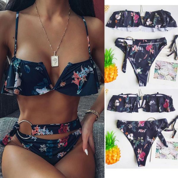 swimsuit women swimwear high waist bikini ruffle set push-up padded bra print bathing suit beachwear biquini women's, White;black
swimsuit women swimwear high waist bikini ruffle set push-up padded bra print bathing suit beachwear biquini women's, White;black