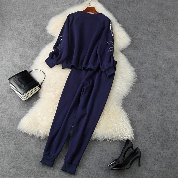 women's two piece pants high street fashion fall two girls'garments beading sequins loose hoodies and suit pants 2w6k, White
women's two piece pants high street fashion fall two girls'garments beading sequins loose hoodies and suit pants 2w6k, White