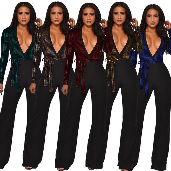 women's jumpsuits & rompers yooneedi 2021 spring design women 5 color solid sequins v-neck full sleeve ladies osm-4094, Black;white
women's jumpsuits & rompers yooneedi 2021 spring design women 5 color solid sequins v-neck full sleeve ladies osm-4094, Black;white