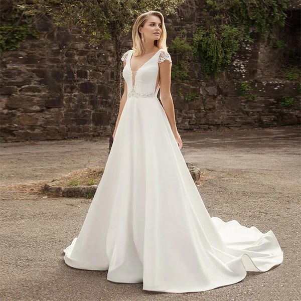 other wedding dresses sample a-line lace modern appliques backless stain v neck cap sleeve bride gowns sweep strain 2021, White
other wedding dresses sample a-line lace modern appliques backless stain v neck cap sleeve bride gowns sweep strain 2021, White