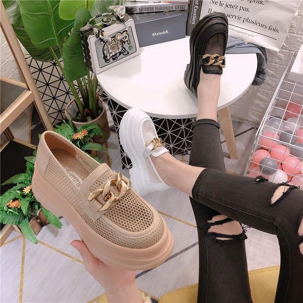 hollow mesh small leather shoes, british shallow metal buckle, breathable loafers, platform women's high-shoes dress, Black
hollow mesh small leather shoes, british shallow metal buckle, breathable loafers, platform women's high-shoes dress, Black