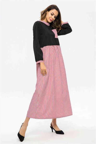 casual dresses zhiidodo striped long skirt moslem patchwork zd9027, Black;gray 
casual dresses zhiidodo striped long skirt moslem patchwork zd9027, Black;gray