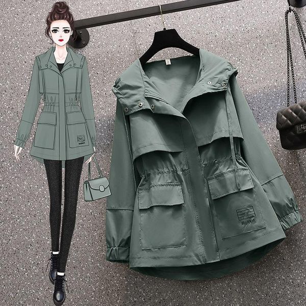 women's trench coats plus-size trenchcoat, mid-length 2021, spring and autumn edition, loose matching coat jacket, overalls, Tan;black 
women's trench coats plus-size trenchcoat, mid-length 2021, spring and autumn edition, loose matching coat jacket, overalls, Tan;black