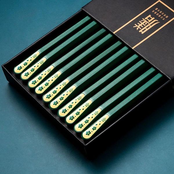 chopsticks 5 pairs high-end dark green with golden spoon alloy non-slip antibacterial and mildew proof reusable kitchen tools
chopsticks 5 pairs high-end dark green with golden spoon alloy non-slip antibacterial and mildew proof reusable kitchen tools