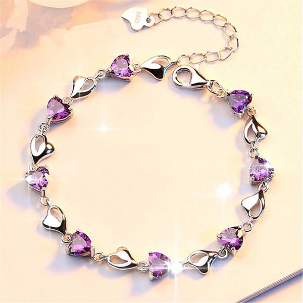 purple crystal heart bracelet romantic wedding gift pink blue amethyst zircon bracelets for women jewelry, Golden;silver
purple crystal heart bracelet romantic wedding gift pink blue amethyst zircon bracelets for women jewelry, Golden;silver