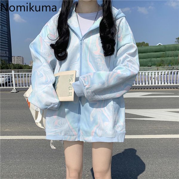 nomikuma oversize tie dye printed jacket women arrival loose korean fashion long sleeve hooded coat ropa mujer 210514, Black;brown
nomikuma oversize tie dye printed jacket women arrival loose korean fashion long sleeve hooded coat ropa mujer 210514, Black;brown