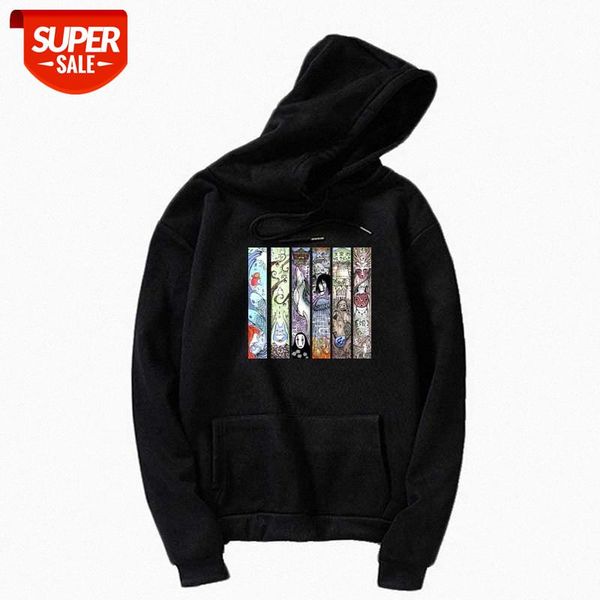 hoodie print with graphic spirited away sweatshirt women #5t76, Black
