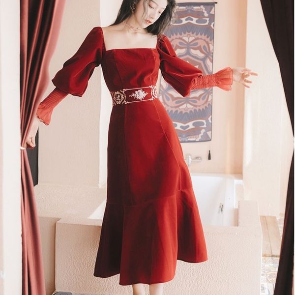 retro womens clothing vintage autumn dress vestidos puffy sleeve solid robe femme casual dresses vestidos 11403, Red
retro womens clothing vintage autumn dress vestidos puffy sleeve solid robe femme casual dresses vestidos 11403, Red