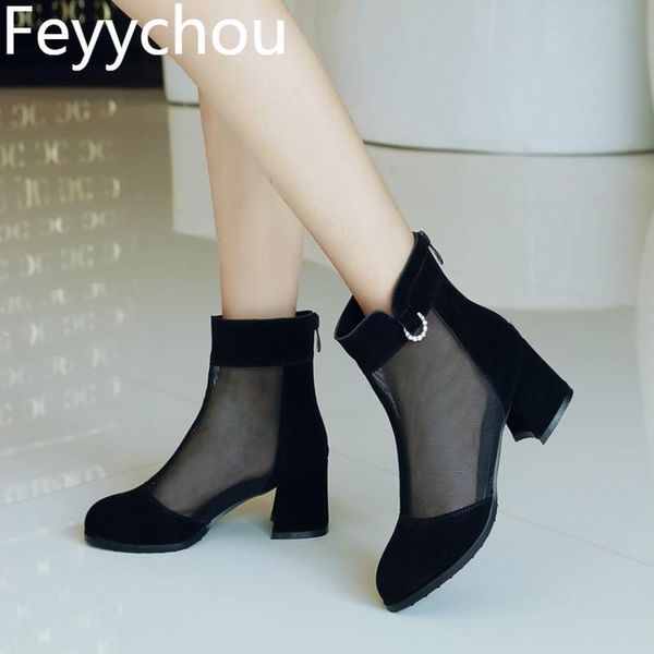 women's sandals high heels patchwork round toe thick zip 2021 fashion spring summer net boots black size34-43
women's sandals high heels patchwork round toe thick zip 2021 fashion spring summer net boots black size34-43
