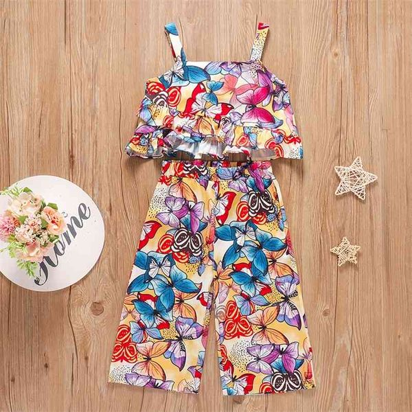 summer children sets casual strap ruffles print butterfly stright pants 2pcs girl boys clothes 4-10t 210629, White
summer children sets casual strap ruffles print butterfly stright pants 2pcs girl boys clothes 4-10t 210629, White