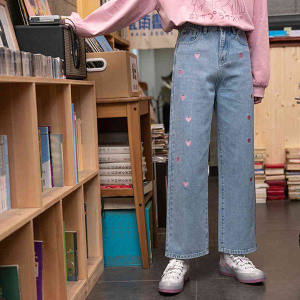 women's jeans jeans high waist long legs, harajuku with heart embroidered, korean style, fall mzcm, Blue
women's jeans jeans high waist long legs, harajuku with heart embroidered, korean style, fall mzcm, Blue