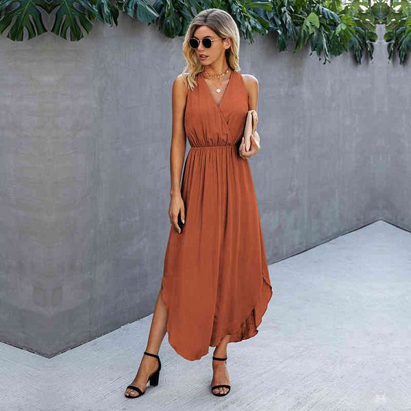 new summer solid asymmetrical long dress women casual shirring tank dress ladies sleeveless party maxi dresses 210413, Black;gray
new summer solid asymmetrical long dress women casual shirring tank dress ladies sleeveless party maxi dresses 210413, Black;gray
