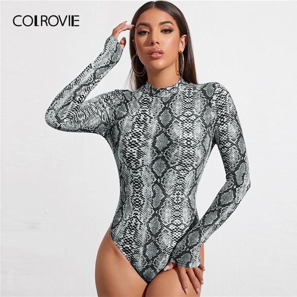 multicolor snakeskin pattern stand collar bodysuit women spring long sleeve elegant skinny bodysuits women's jumpsuits & rompers, Black;white 
multicolor snakeskin pattern stand collar bodysuit women spring long sleeve elegant skinny bodysuits women's jumpsuits & rompers, Black;white