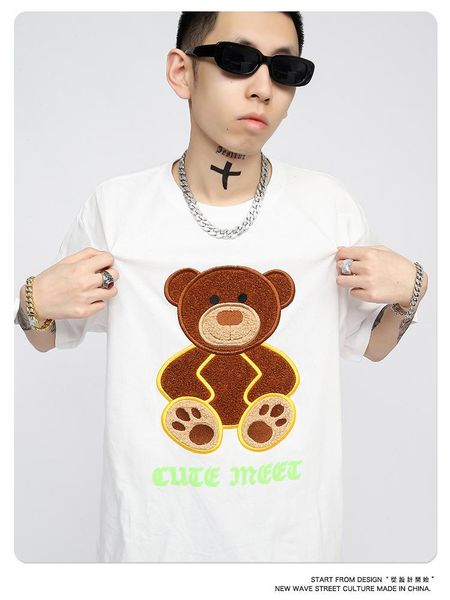 men's t-shirts summer plush bear short-sleeved t-shirt for men and women mao jinxiu loose cotton lovers, White;black
men's t-shirts summer plush bear short-sleeved t-shirt for men and women mao jinxiu loose cotton lovers, White;black