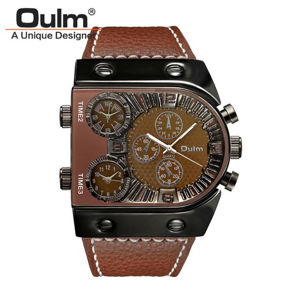 wristwatches mens watches brand oulm fashion design leather band 3 time zone casual quartz watch for big wrist reloj hombre grande moda, Slivery;brown
wristwatches mens watches brand oulm fashion design leather band 3 time zone casual quartz watch for big wrist reloj hombre grande moda, Slivery;brown
