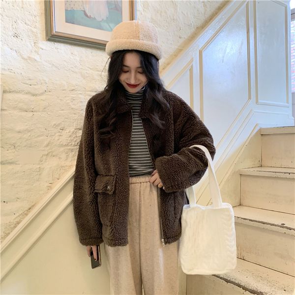 women's knits & tees autumn winter clothing loose short korean thick solid color cardigan warm deerskin wool lamb hair long-sleeve, White
women's knits & tees autumn winter clothing loose short korean thick solid color cardigan warm deerskin wool lamb hair long-sleeve, White