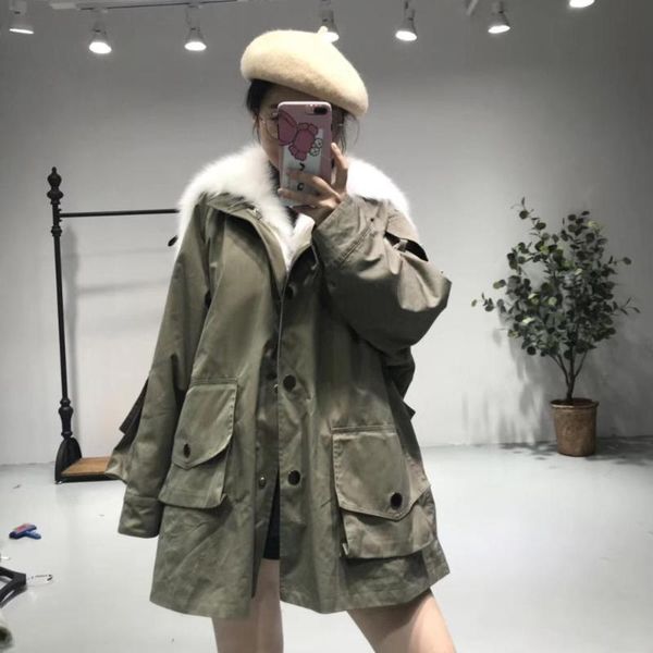 women's fur & faux 2021 winter coat women plus size with lining parka real collar casual female coats, Black
women's fur & faux 2021 winter coat women plus size with lining parka real collar casual female coats, Black