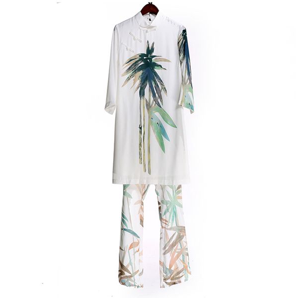 pants seqinyy set thin 2021 spring autumn fashion design cheongsam half blusa plus long pants from print leaf green bamboo suit, White
pants seqinyy set thin 2021 spring autumn fashion design cheongsam half blusa plus long pants from print leaf green bamboo suit, White