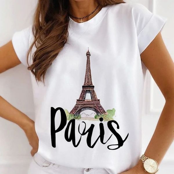 brand t shirt and polos new paris tower print women's short sleeve casual round neck personalized t-shirt, White
brand t shirt and polos new paris tower print women's short sleeve casual round neck personalized t-shirt, White