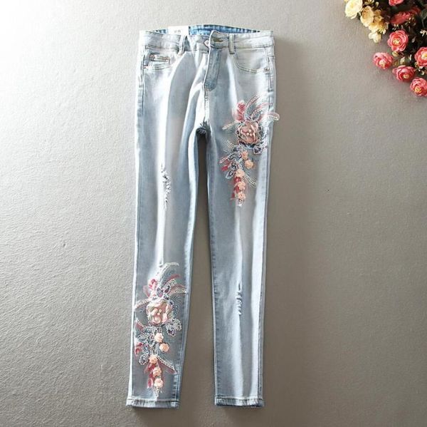 women's jeans spring summer ripped embroidery beaded woman stretch skinny denim pencil pants r7891 kb48, Blue
women's jeans spring summer ripped embroidery beaded woman stretch skinny denim pencil pants r7891 kb48, Blue